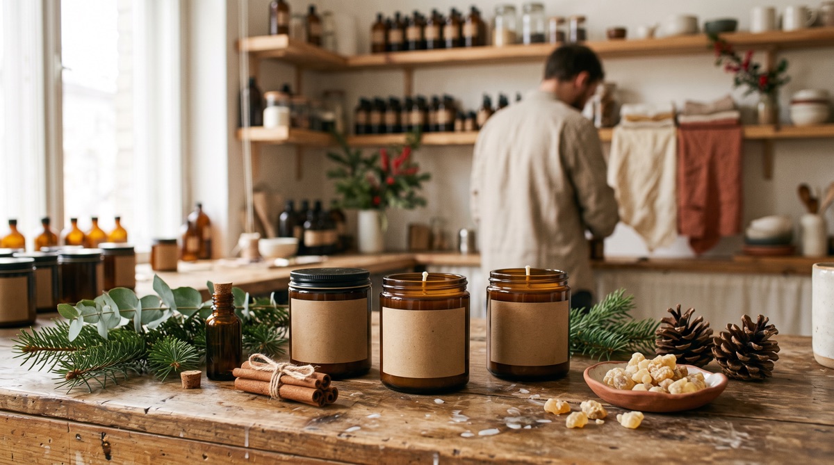 Esencias navideñas para velas: aromas de temporada para vender en diciembre