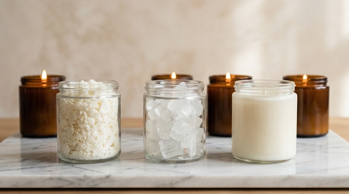 Qué cera elegir para velas aromáticas: soya, parafina, coco y mezclas